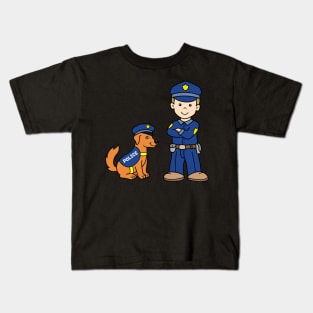 Boy as Policeman with Police Dog Kids T-Shirt